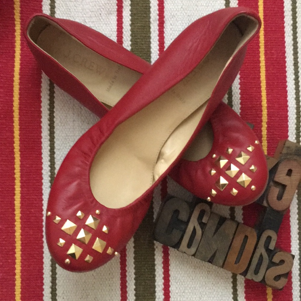 J. CREW ‘Cece’ Pyramid Studded Ballet Flats